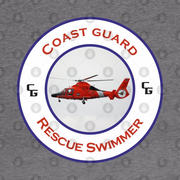 Rescue Swimmer -  US Coast Guard Search and Rescue Helicopter - Dolphin by AJ techDesigns